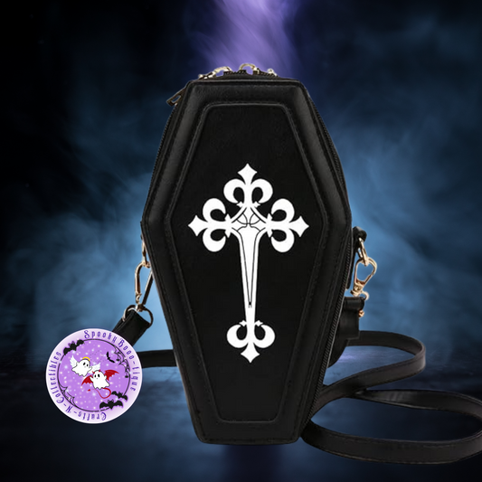 Gothic Coffin Shape Purses Halloween for Cross Crossbody Bag Shoulder Bag for Carnival Cosplay