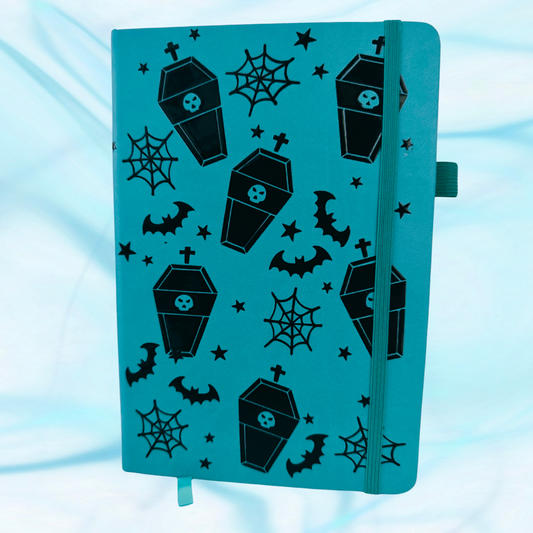 Ruled Journal - Faux Leather Hardcover - Light Blue - Coffin Design