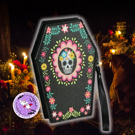 Sugar Skull Coffin Wallet In Vinyl