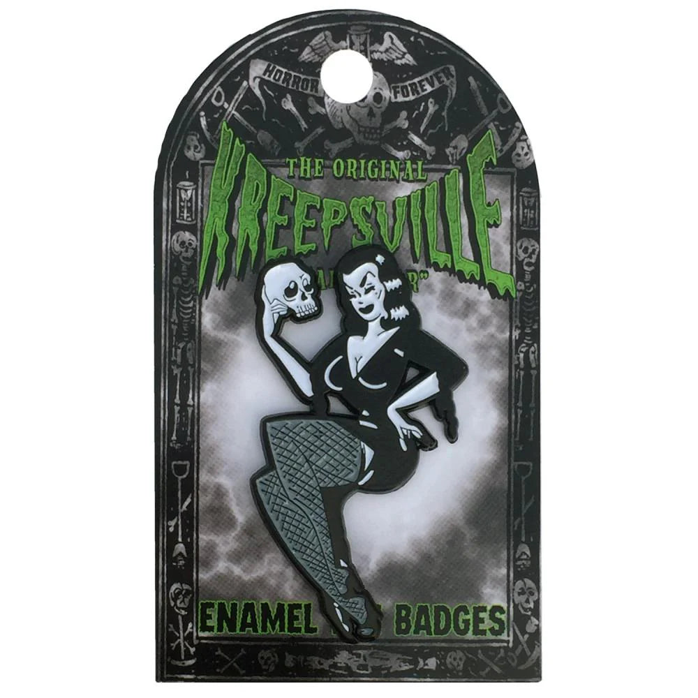 Vampira Skull Enamel Pin