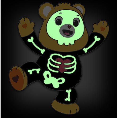 Care Bears Halloween Skeleton Tenderheart Bear Glow-in-the-Dark Enamel Pin - Entertainment Earth Exclusive