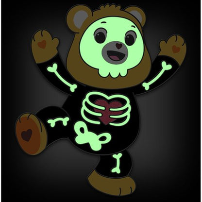 Care Bears Halloween Skeleton Tenderheart Bear Glow-in-the-Dark Enamel Pin - Entertainment Earth Exclusive