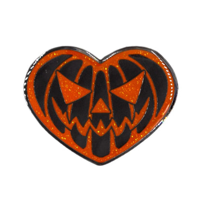 Pumpkin Heart Glitter Enamel Pin