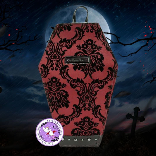 Red Damask Coffin Backpack