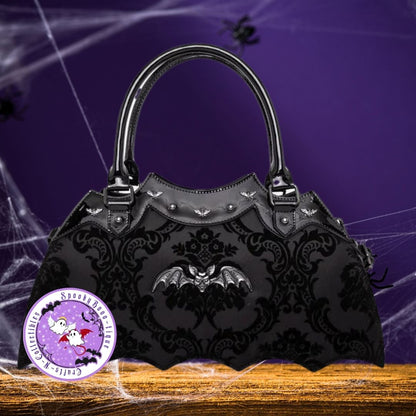 Damask Bat Handbag In Black