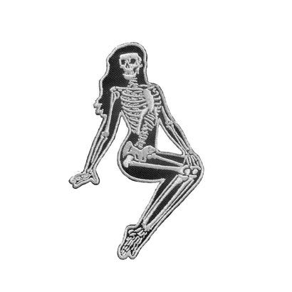 Skeleton Pin-up Girl Sitting Enamel Pin