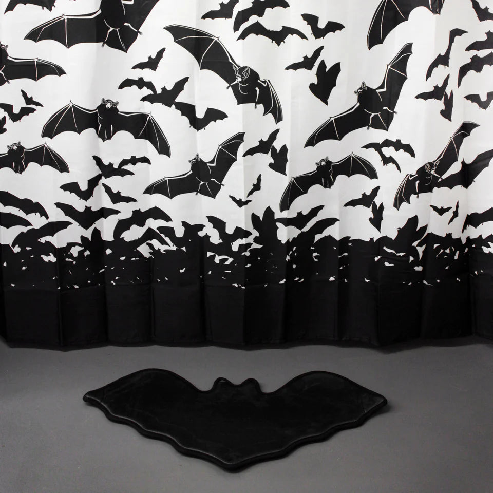 SPOOKSVILLE BATS SHOWER CURTAIN BLACK/WHITE