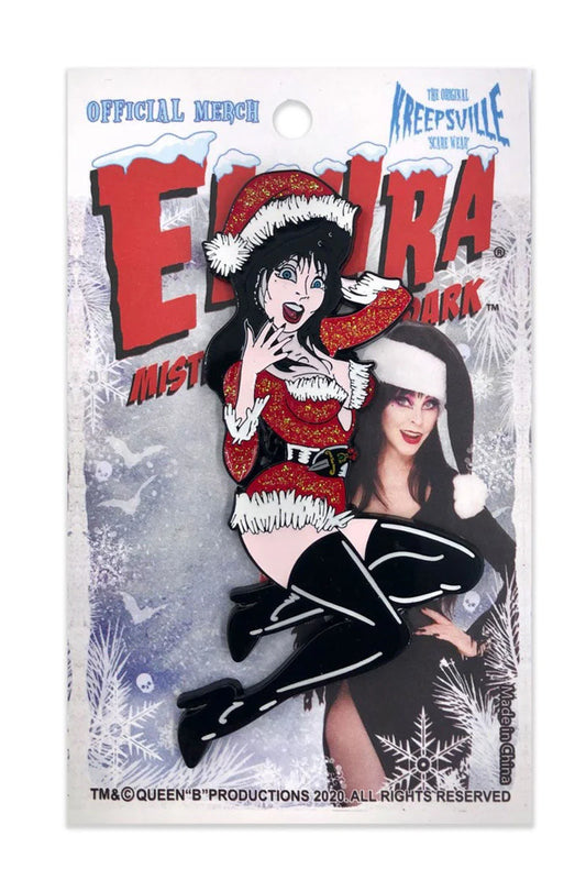 Elvira Santa Suit XL Enamel Pin by Kreepsville