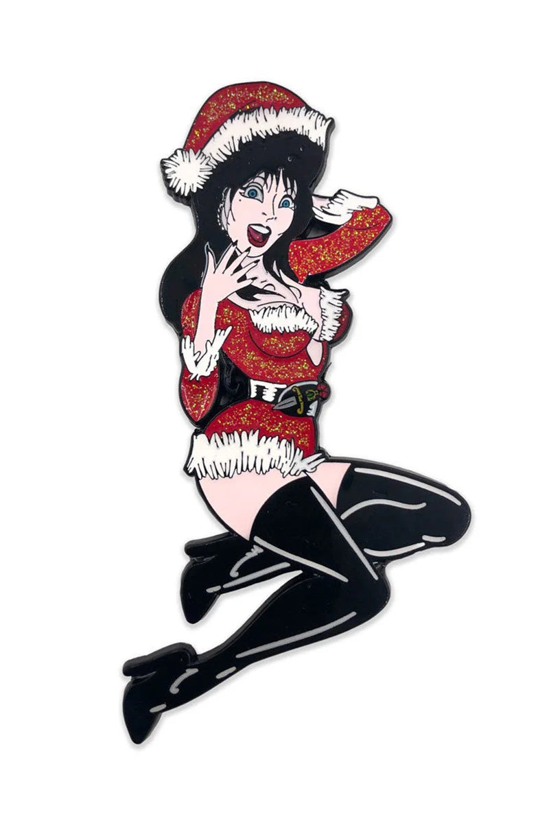 Elvira Santa Suit XL Enamel Pin by Kreepsville