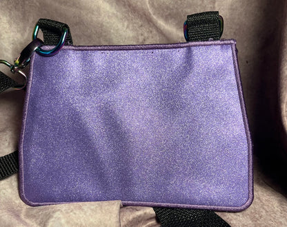 Batwing Purple Serpentine Crossbody Bag. Clutch Purse