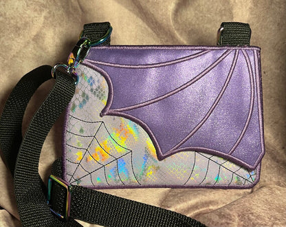 Purple Batwing with Lavender Serpentine Crossbody Bag. Clutch Purse