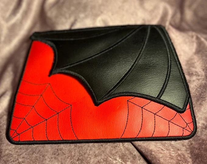 Batwing Red and Black Crossbody Bag. Clutch Purse