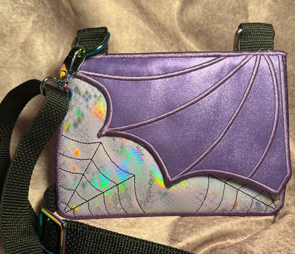 Purple Batwing with Lavender Serpentine Crossbody Bag. Clutch Purse