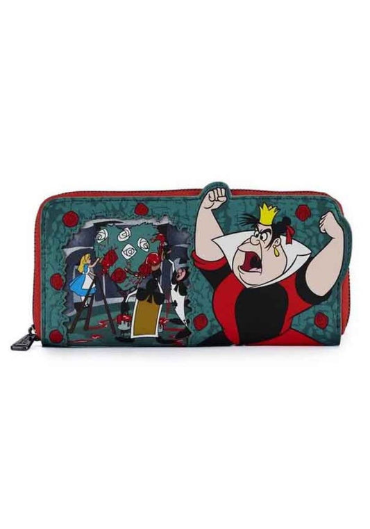 Alice in Wonderland Queen of Hearts Villains Scene Zip Around Wallet